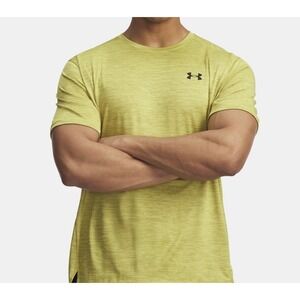 NEW Under Armour Tech Vent Short Sleeve Mens Shirt Yellow Shade Loose Fit Large